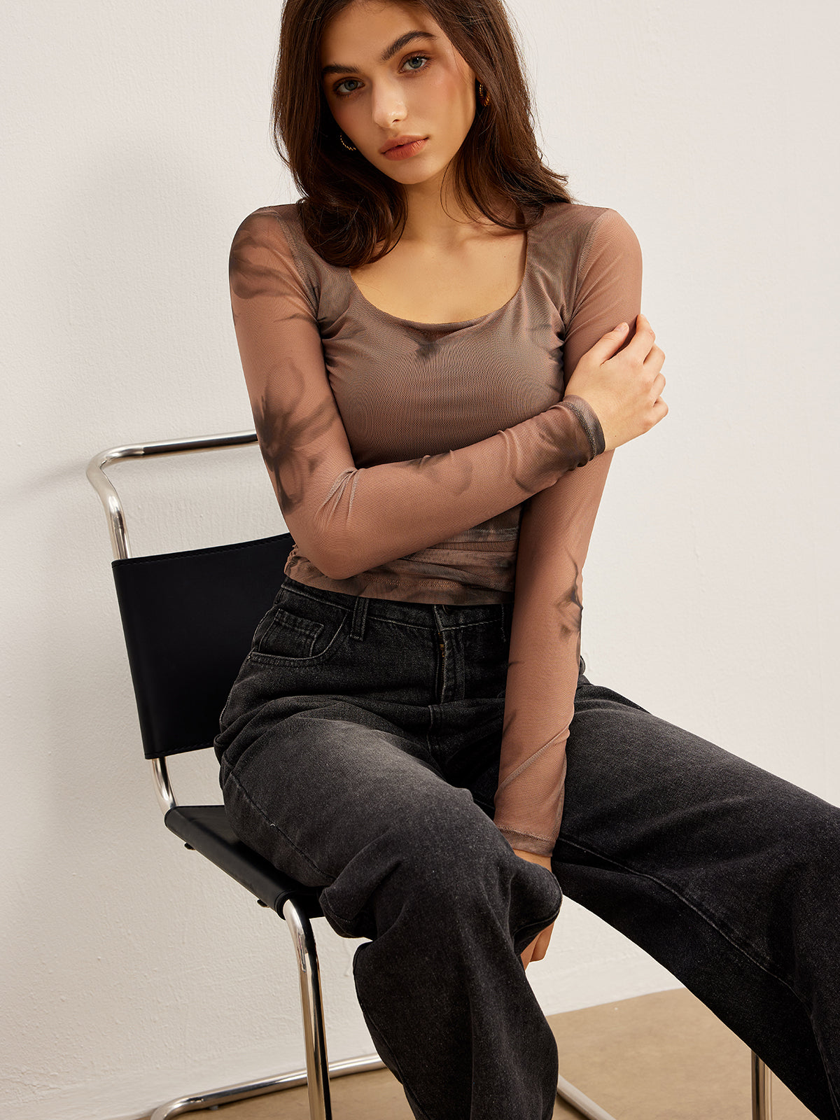 T-shirt en maille imprimé floral tie-dye 