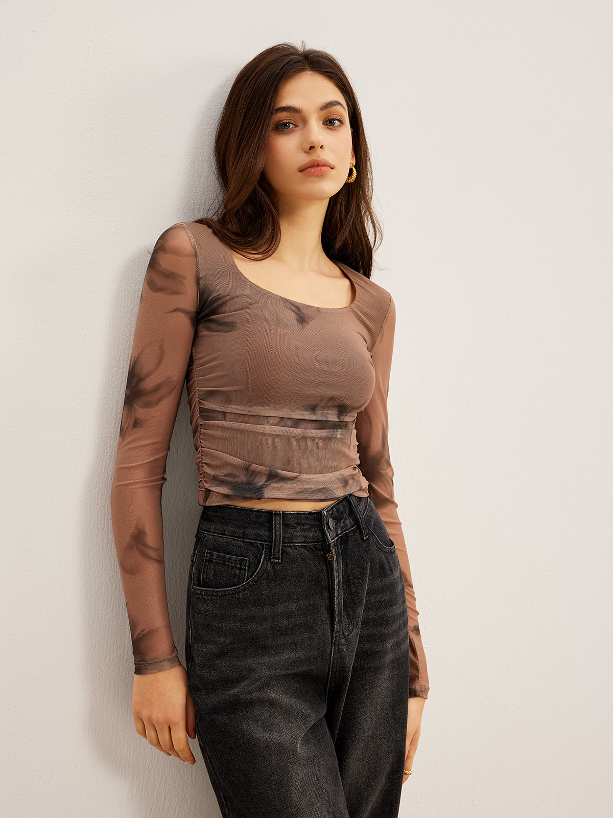 T-shirt en maille imprimé floral tie-dye 