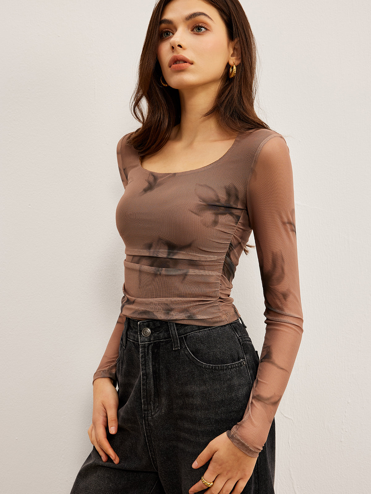 T-shirt en maille imprimé floral tie-dye 