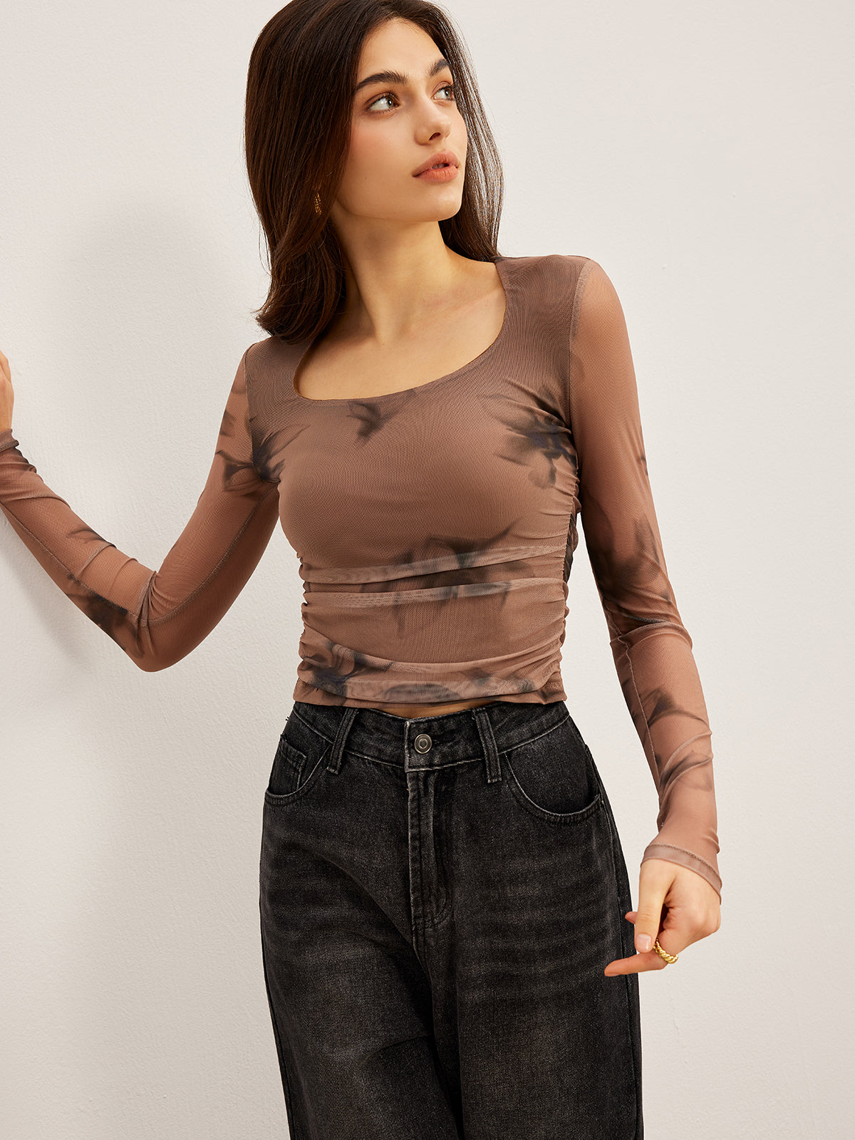 T-shirt en maille imprimé floral tie-dye 