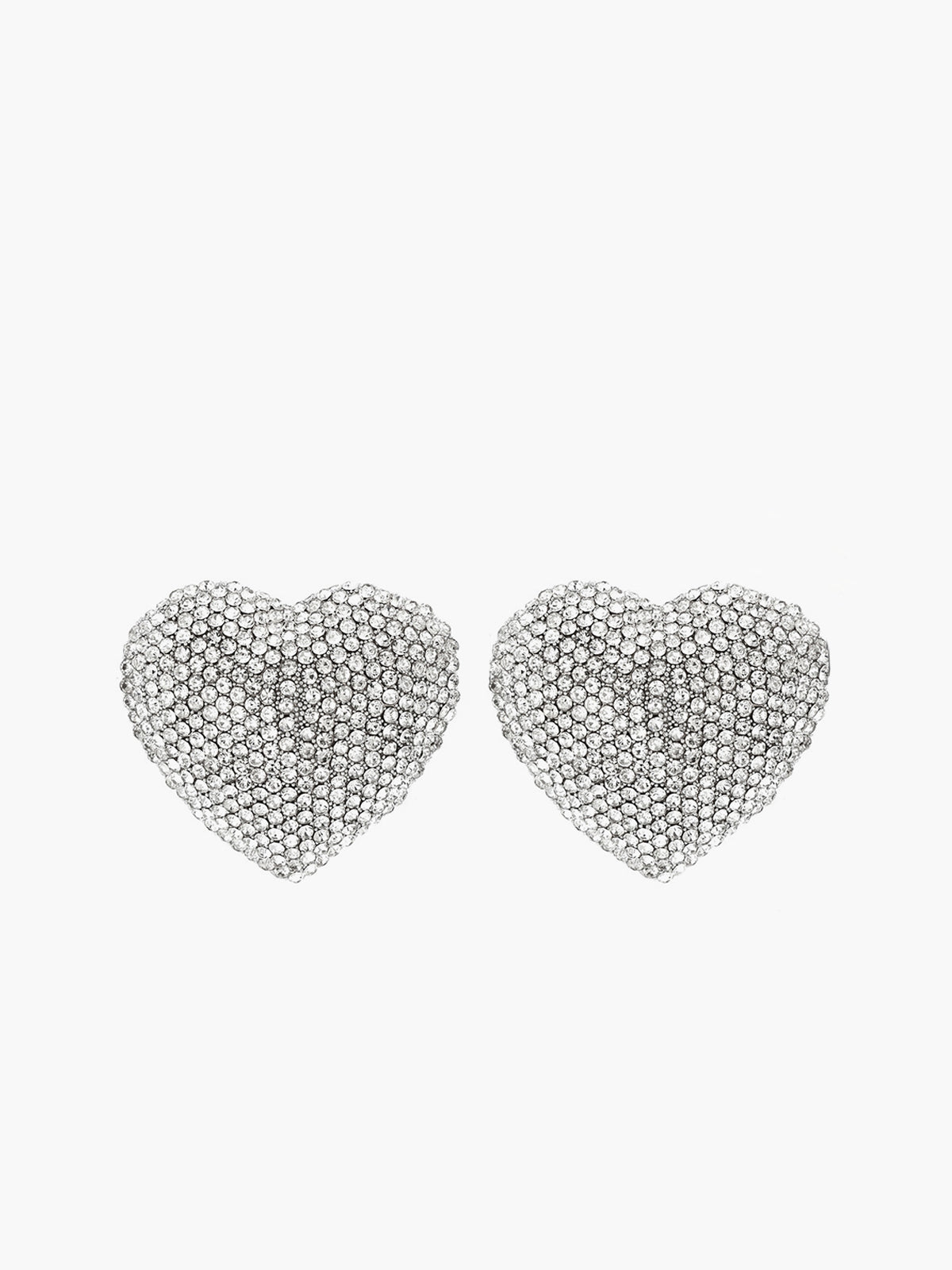 Boucles d'oreilles puces en forme de cœur avec strass 