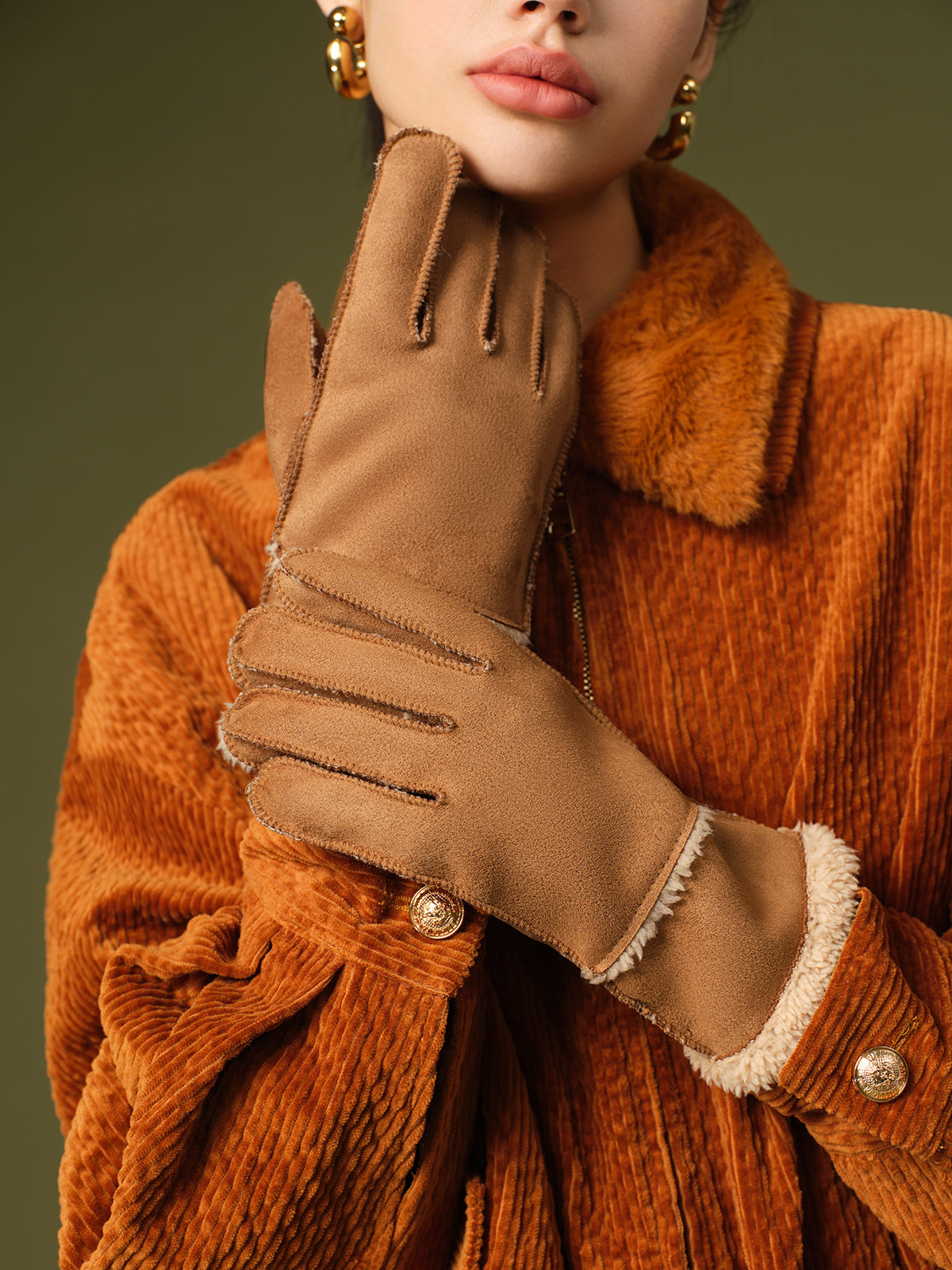 Utility Lammwoll-Wildlederhandschuhe 