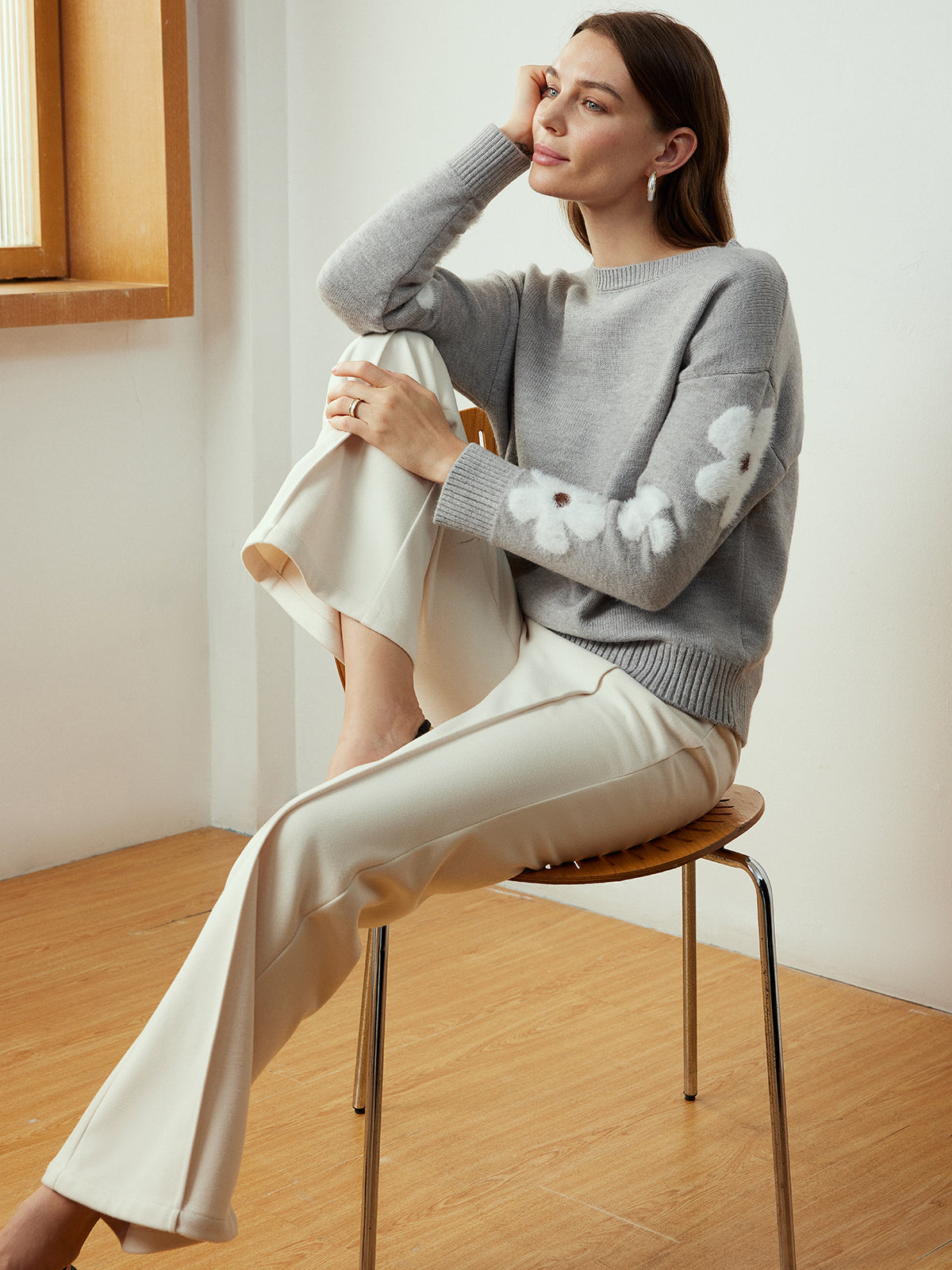 Haut en maille jacquard à fleurs 