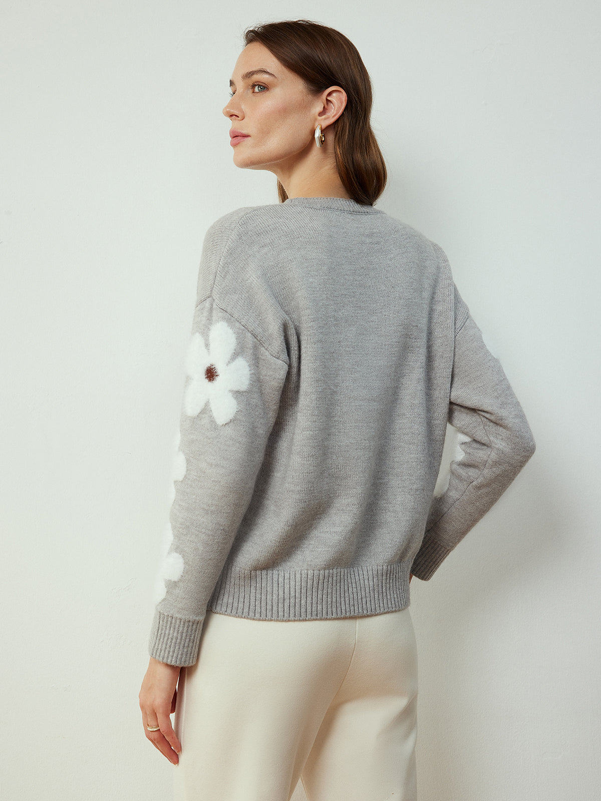 Haut en maille jacquard à fleurs 