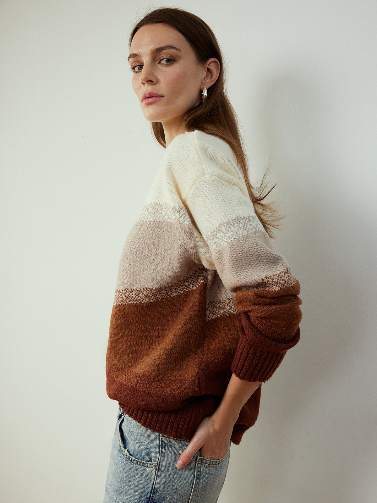 Pull-over à blocs de couleur 