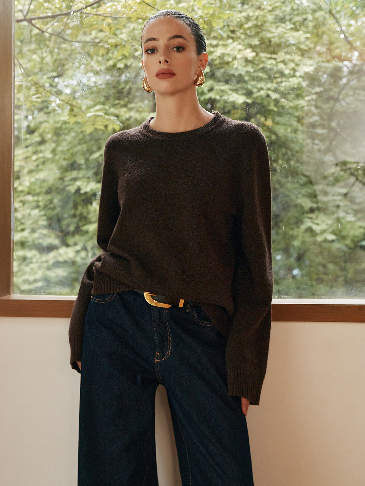 Pull drapé confortable et décontracté 