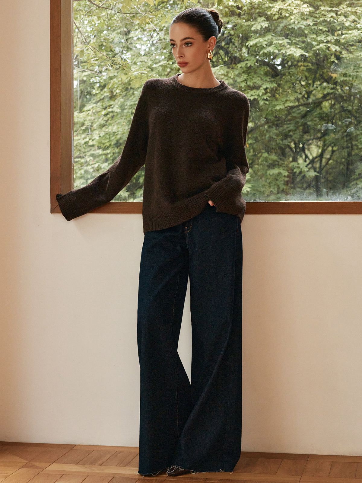 Pull drapé confortable et décontracté 