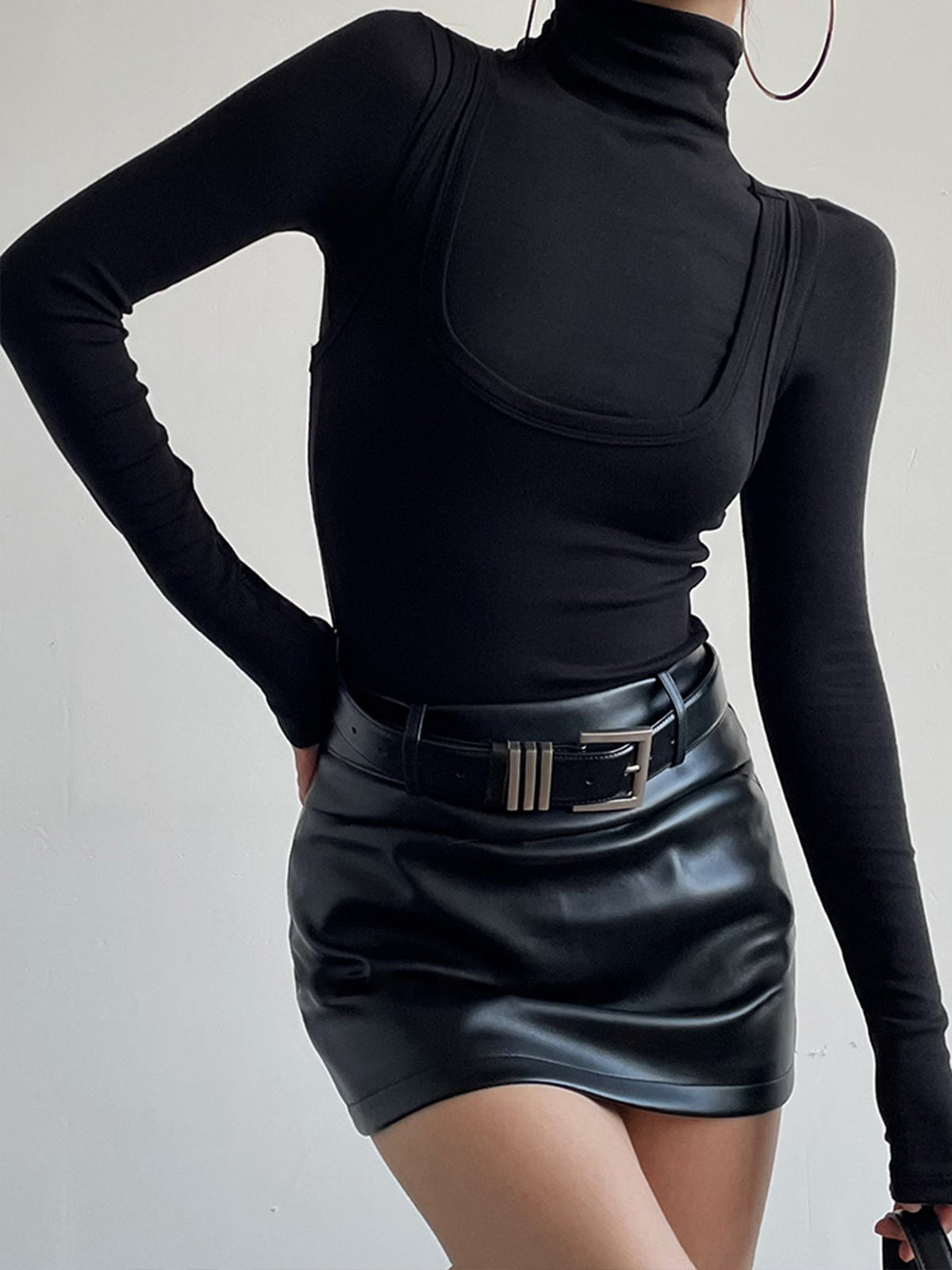 Haut jersey 2 en 1 à col montant 