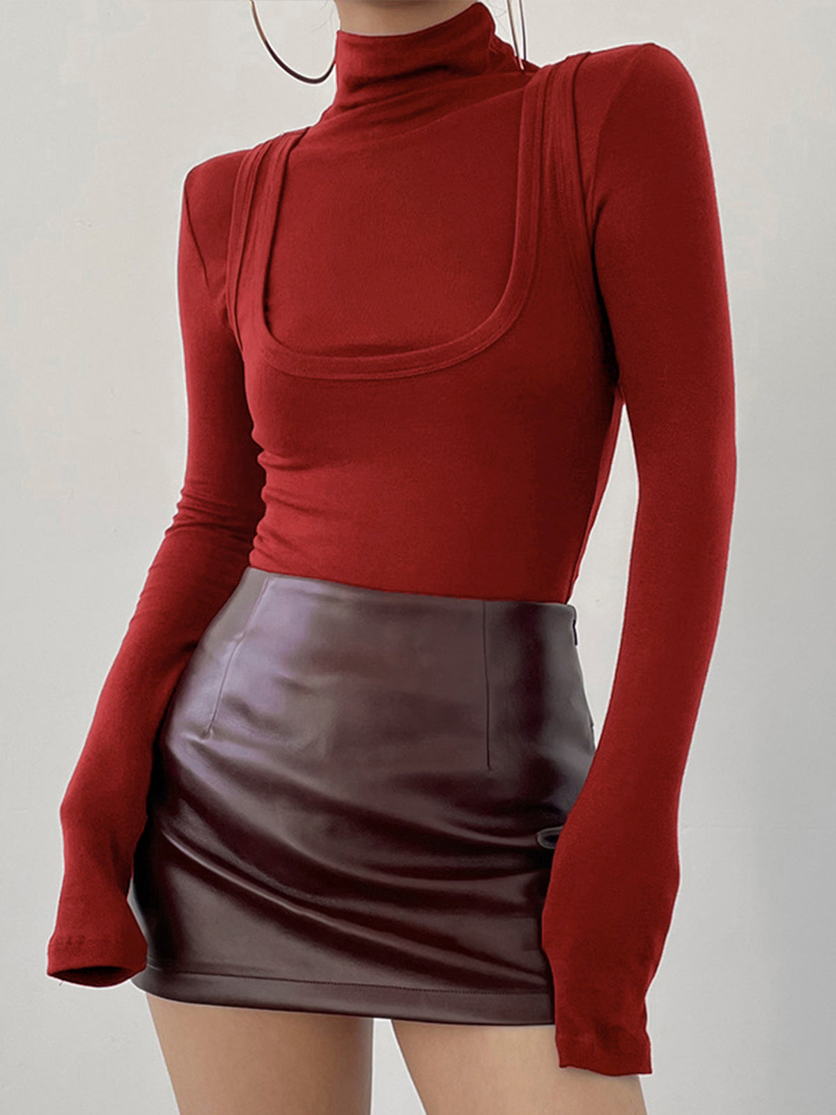 Haut jersey 2 en 1 à col montant 