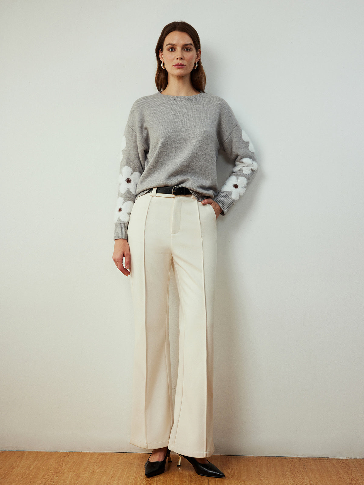 Haut en maille jacquard à fleurs 