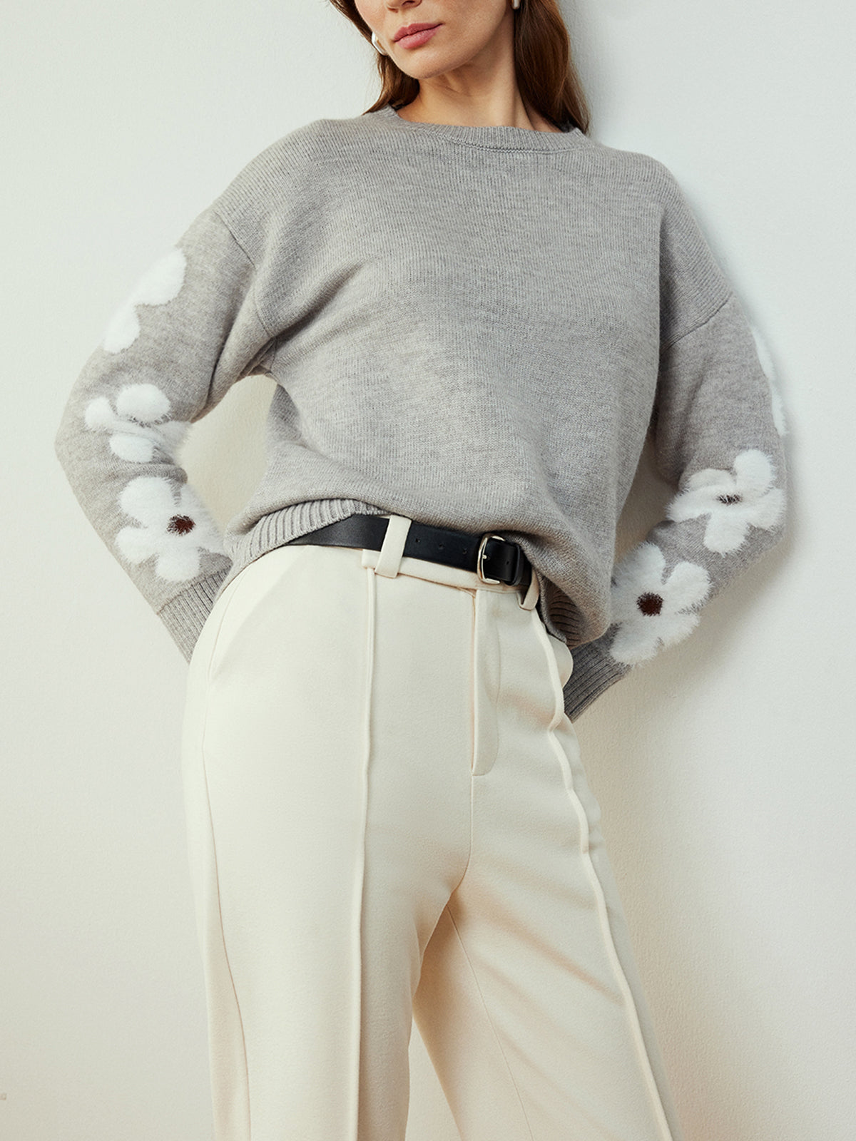 Haut en maille jacquard à fleurs 