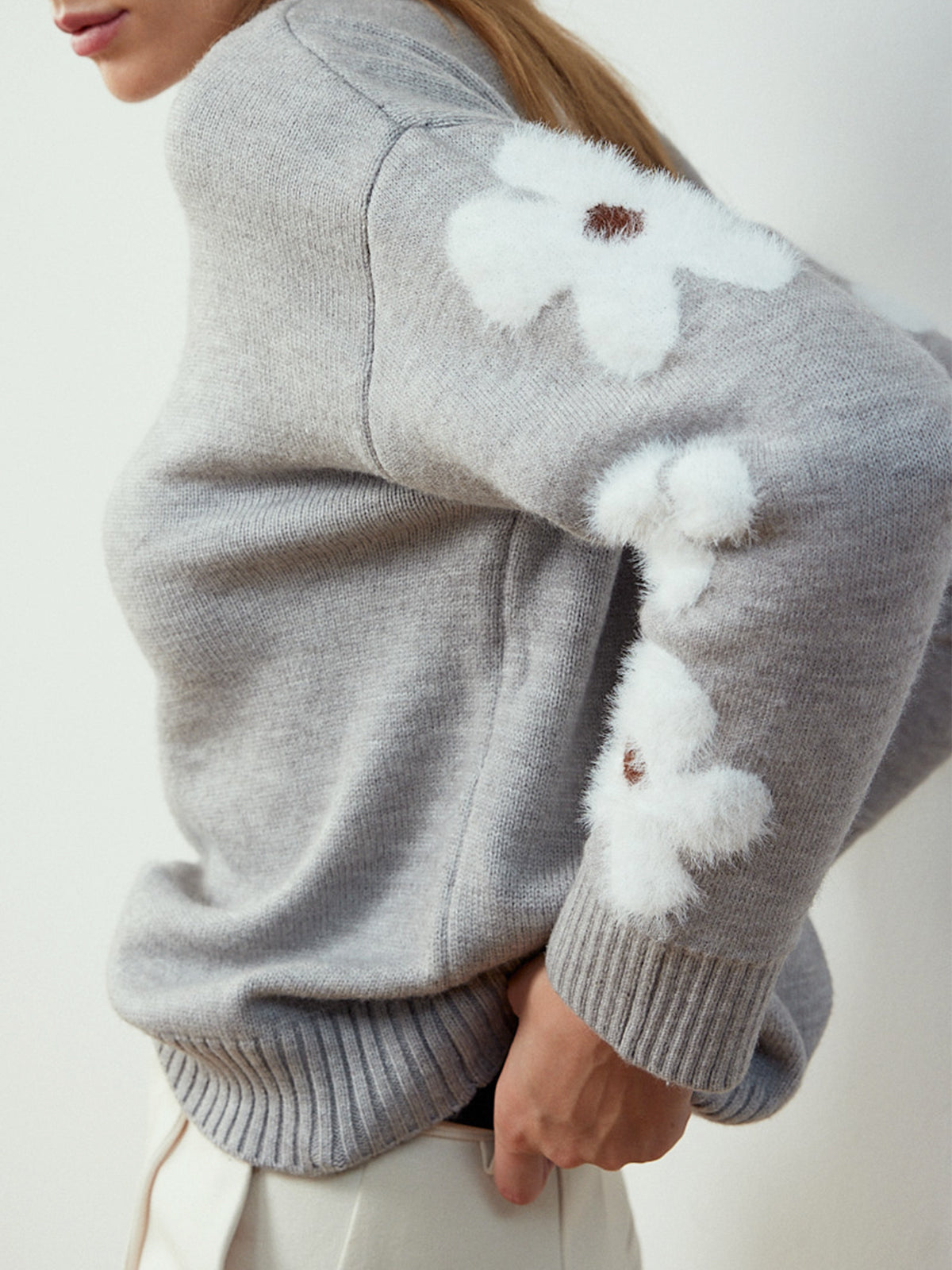 Haut en maille jacquard à fleurs 