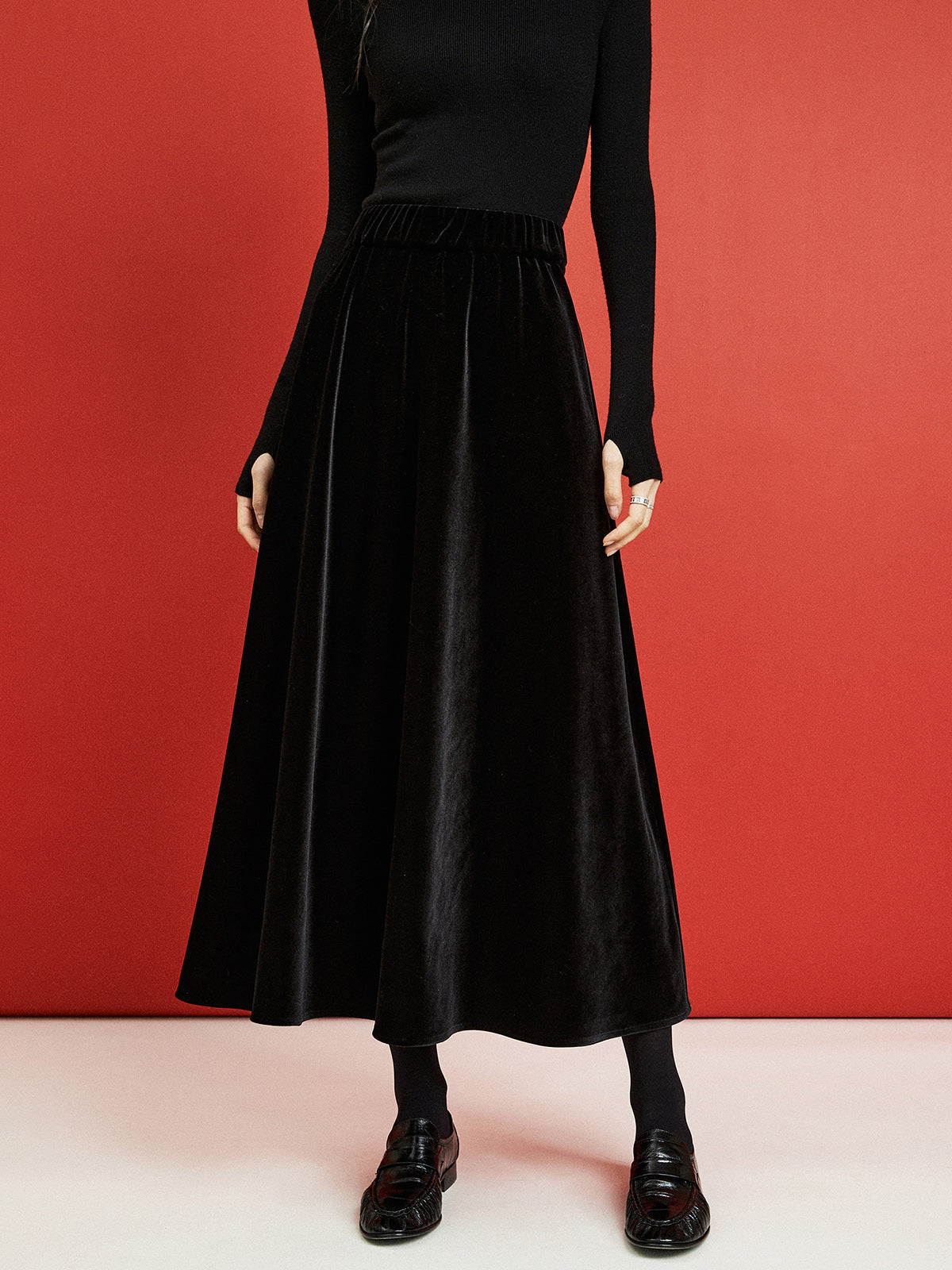 Fließender Samtrock 