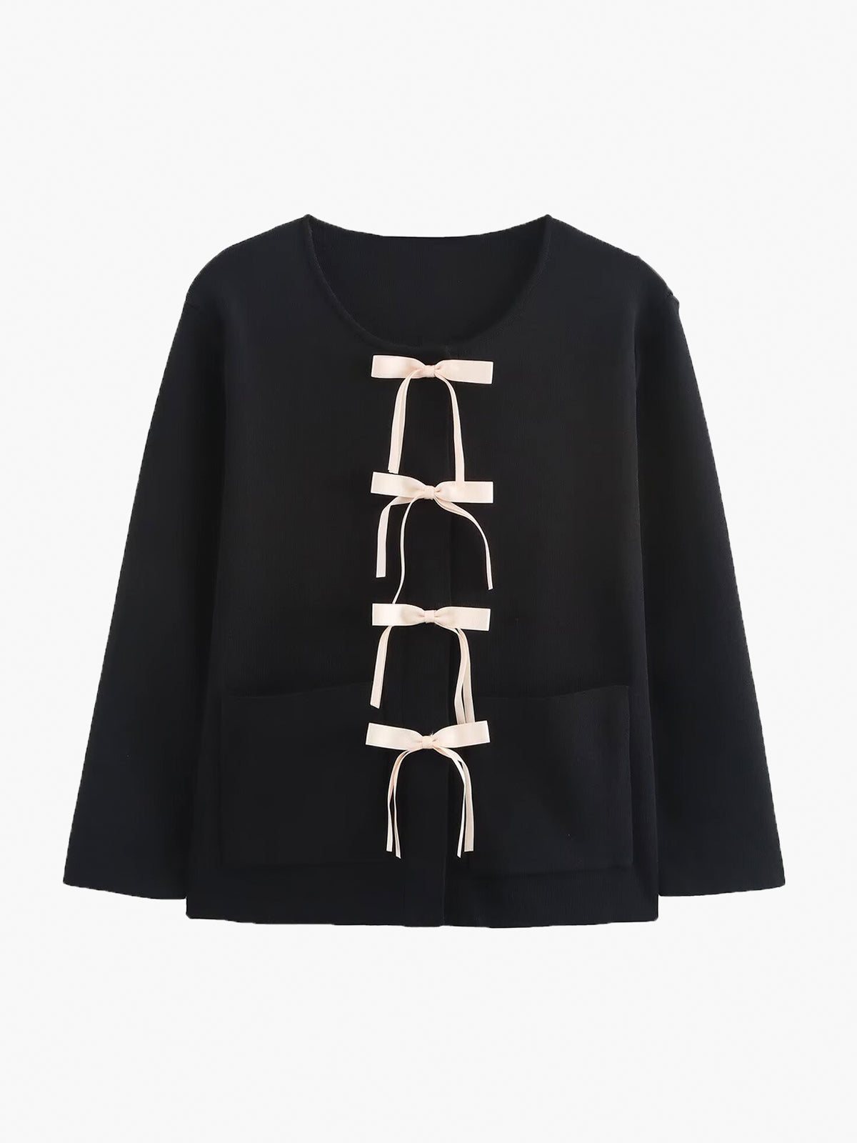 Haut en maille à poches et nœud décoratif 