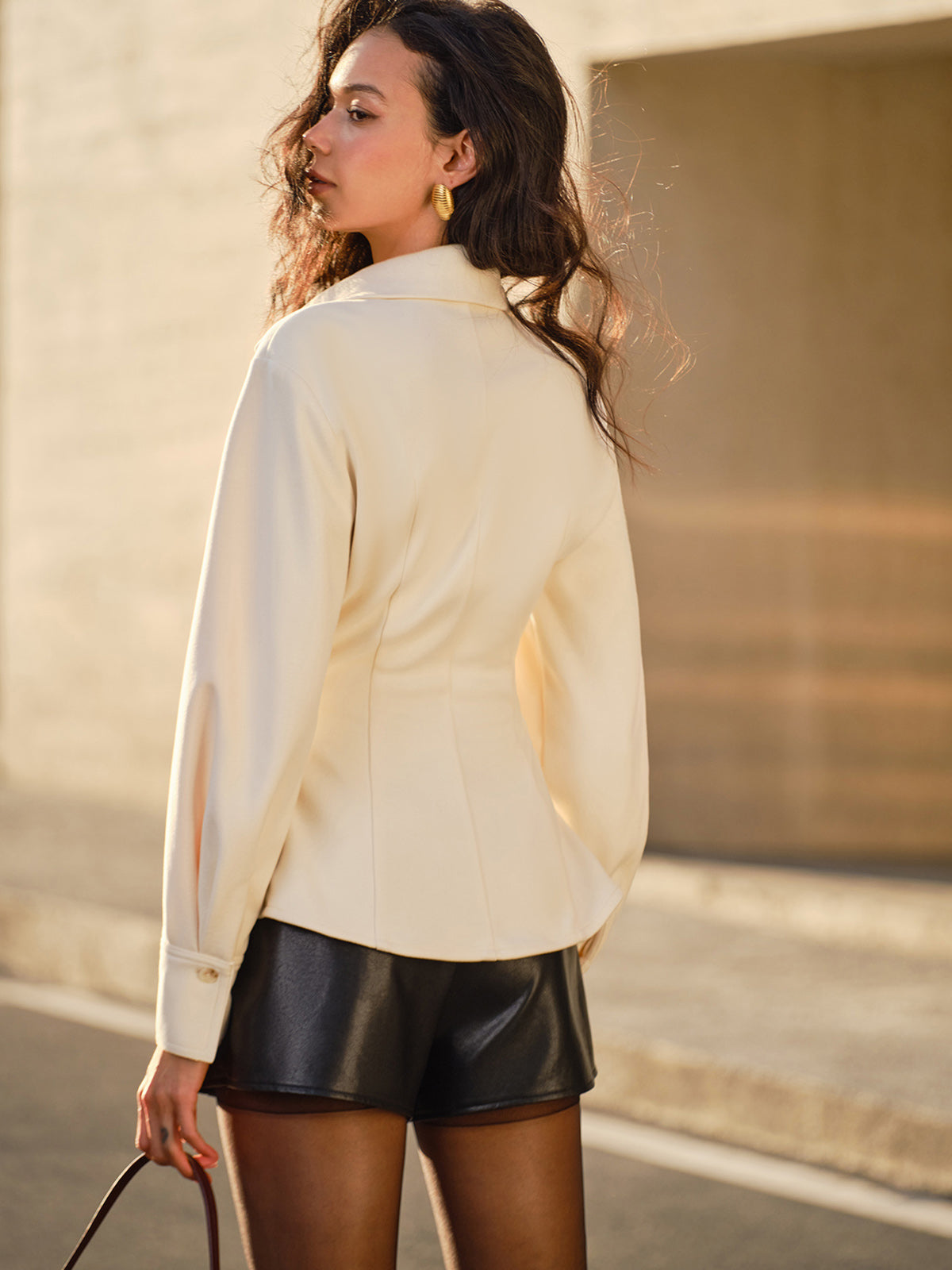 Polo slim à boutons en tweed 