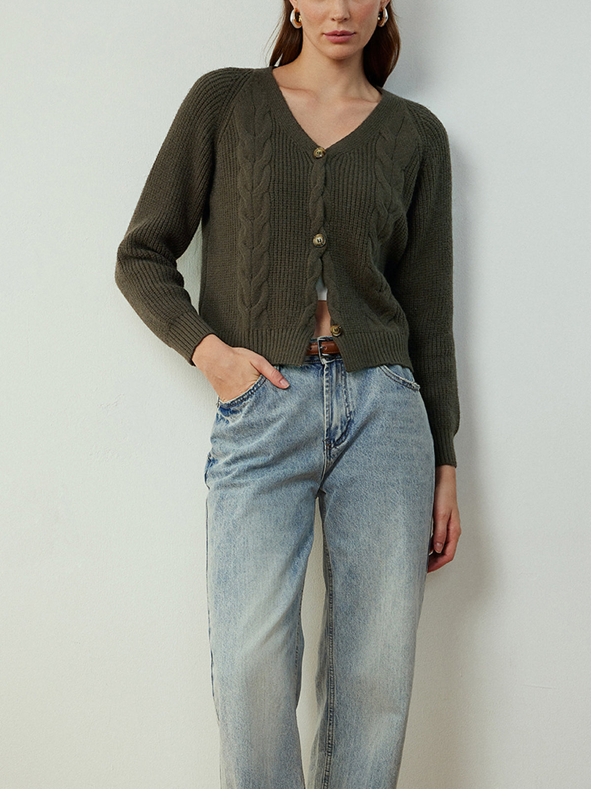 Cardigan rétro à boutons torsadés