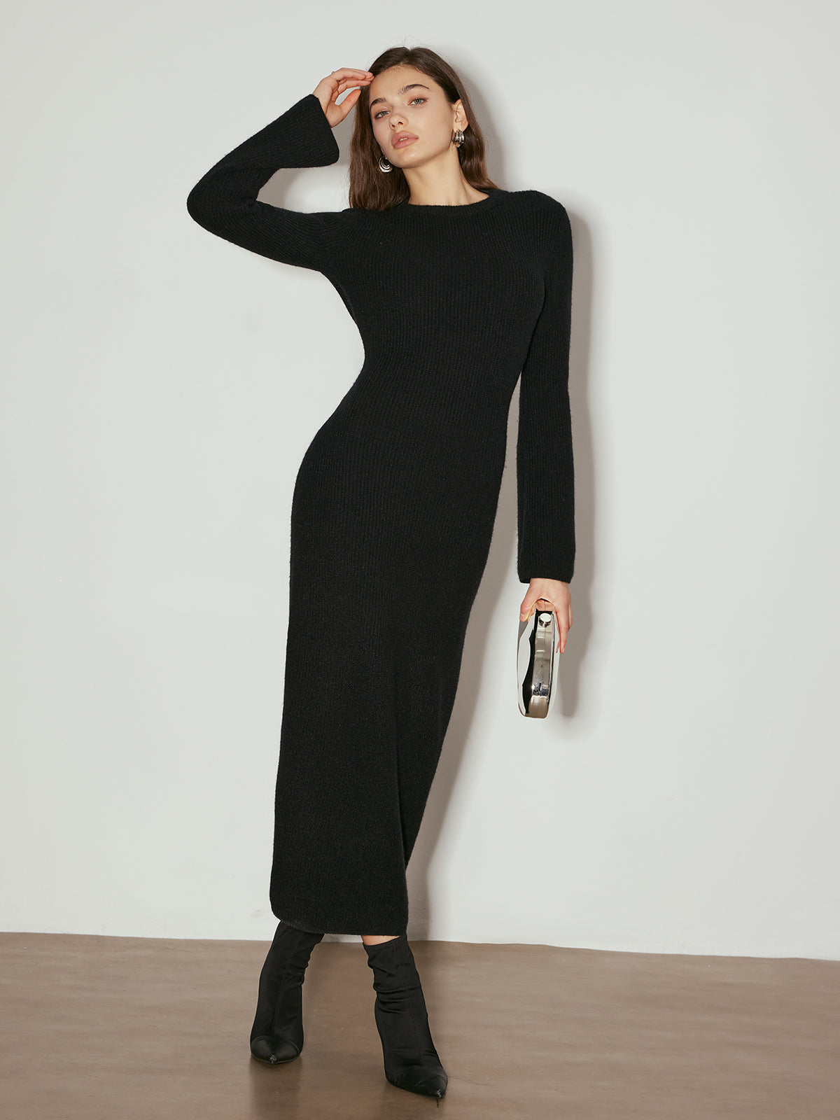 Robe longue à col noué et dos nu