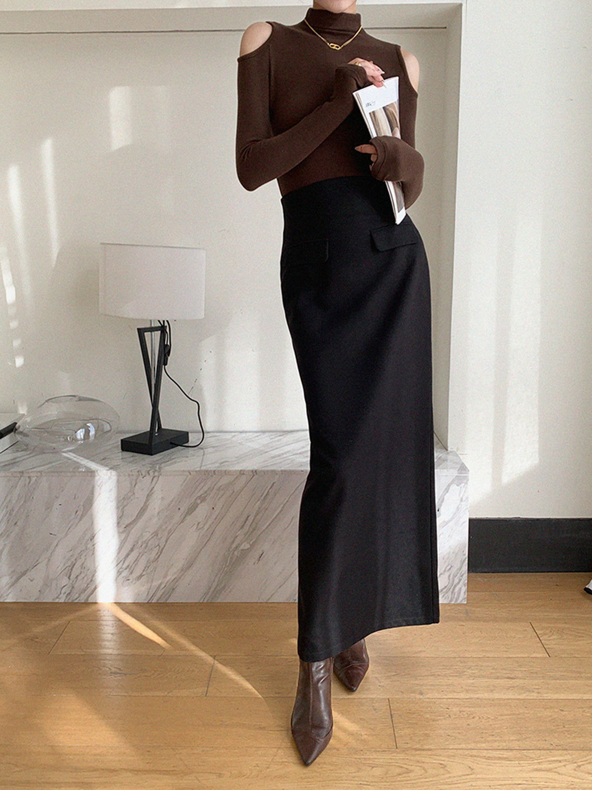 Einfarbiger A-Linien-Maxirock 