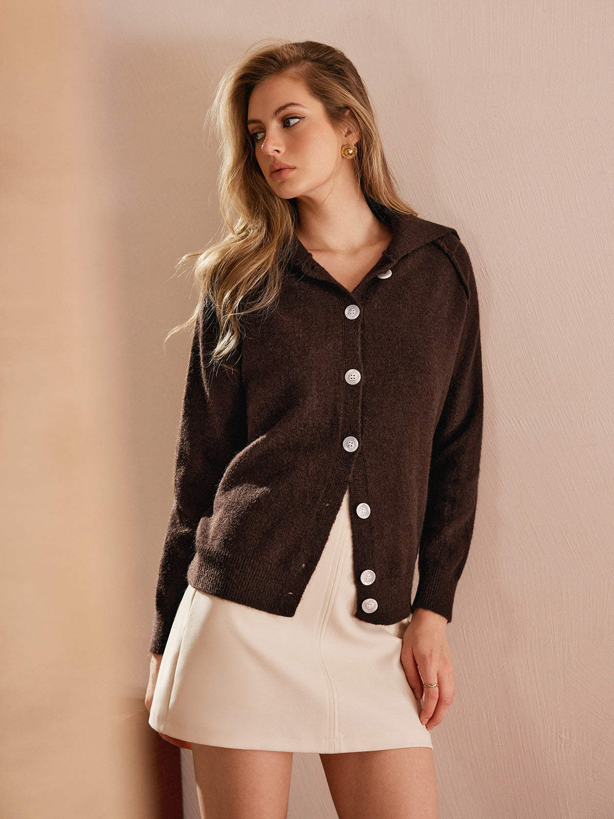 Cashmere Blend Button Cardigan