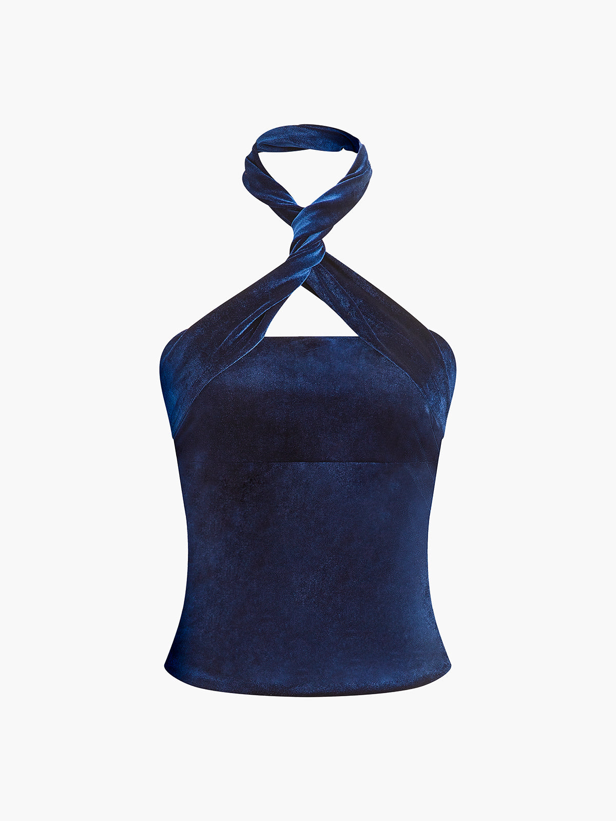 Samt-Haltertop mit Reißverschluss 
