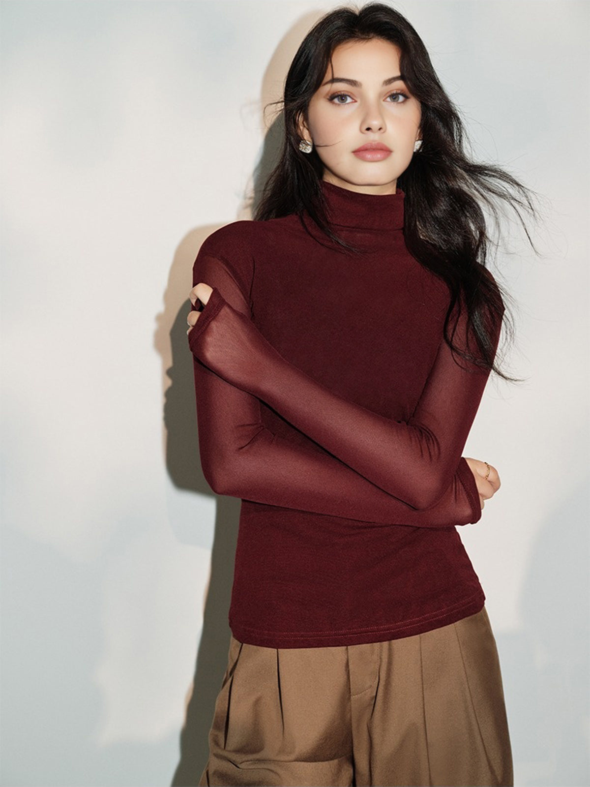 Haut minimaliste en jersey à col montant 