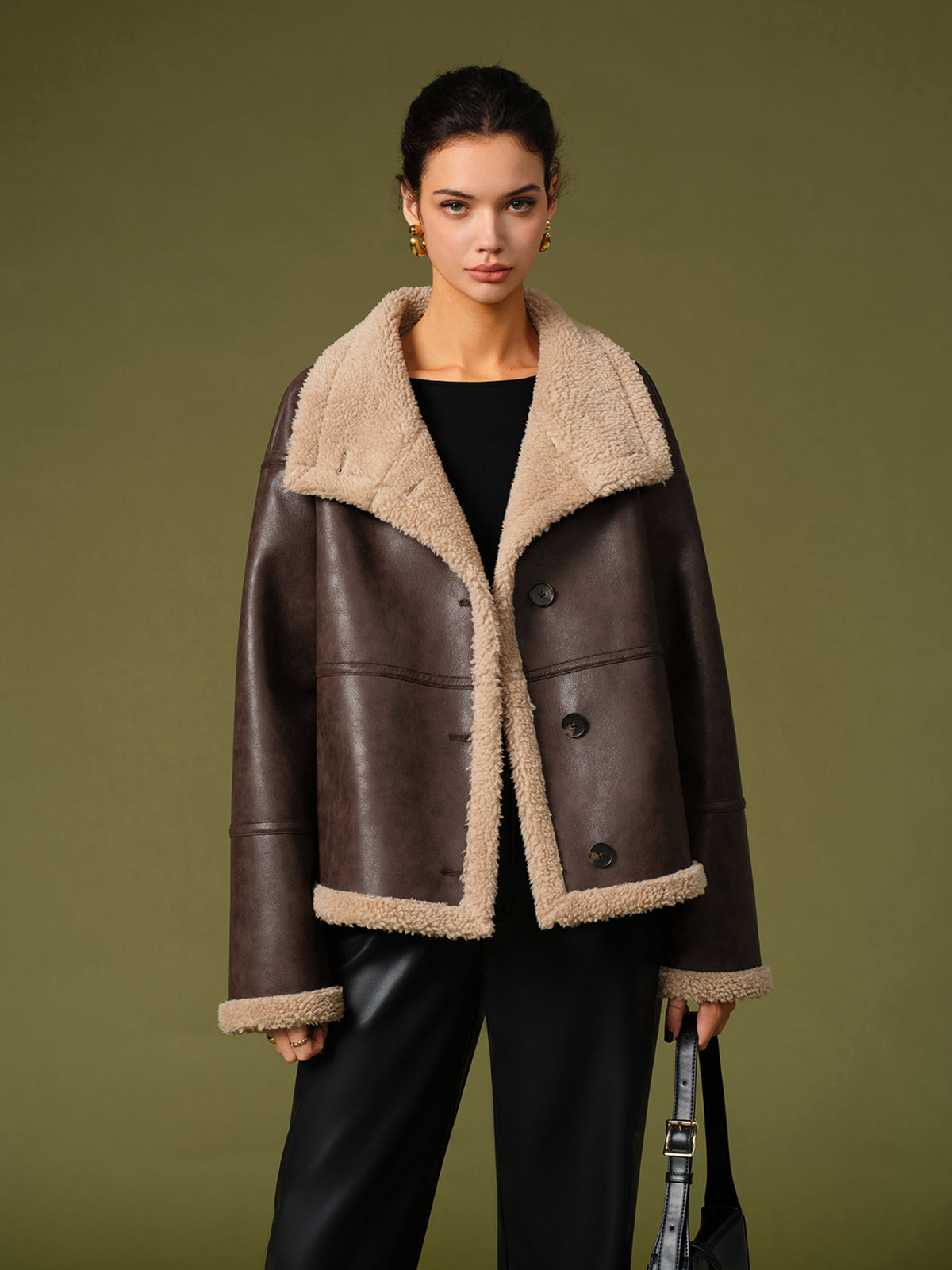 Warme Fleecejacken aus PU-Leder 