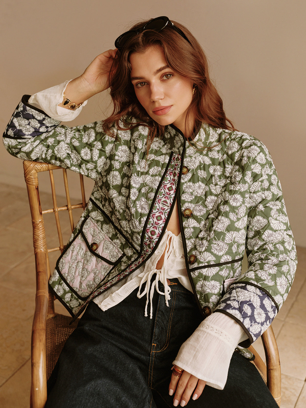 Manteau d'hiver bohème à poches à rabat 