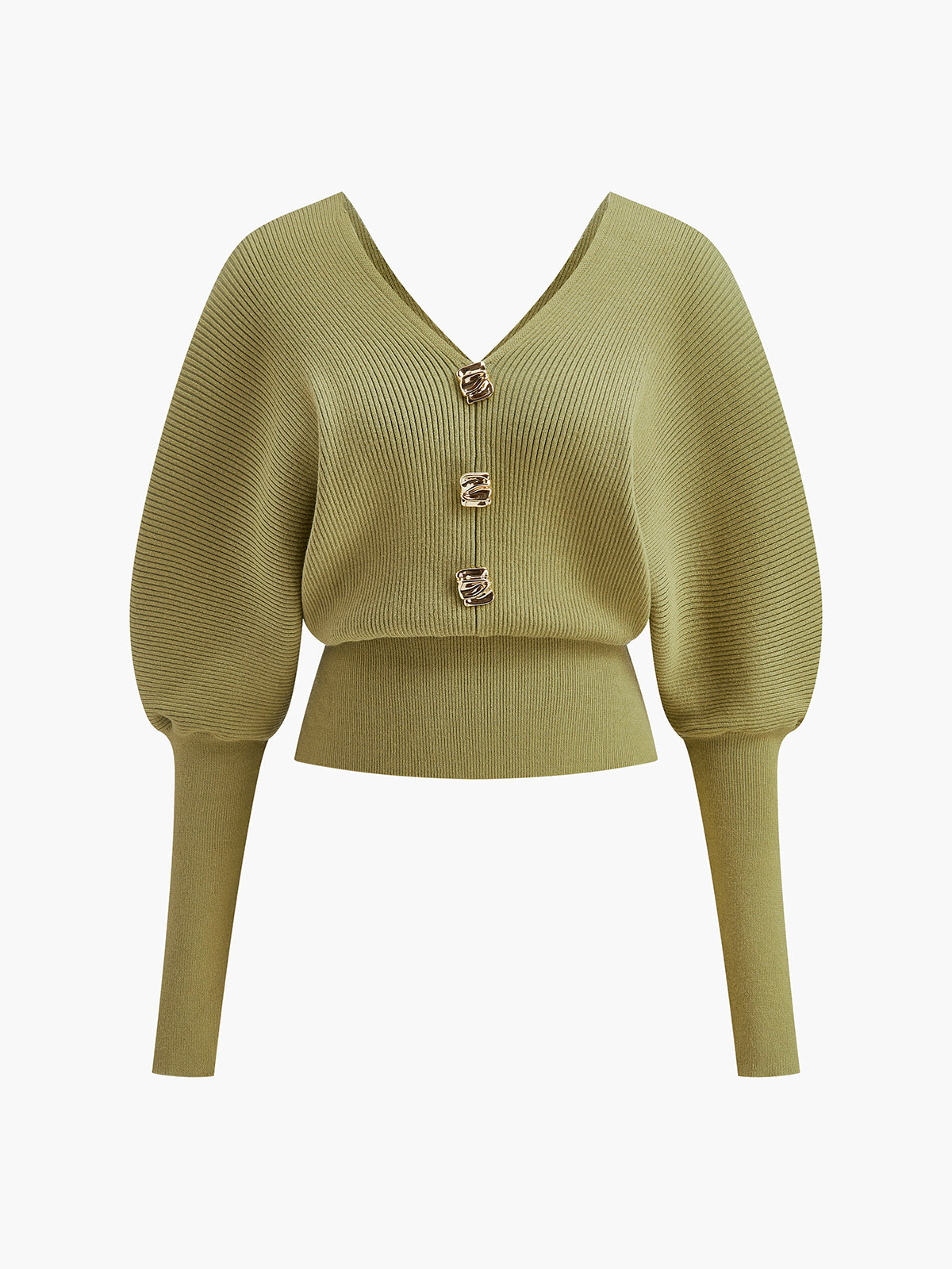 Pull à manches gigot et à taille cintrée 