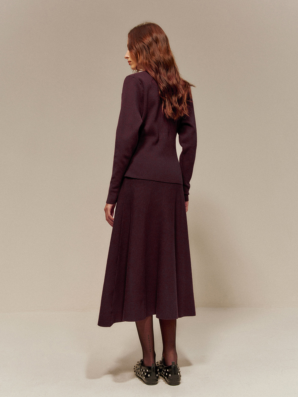 Wool-Blend V-Neck Button Cardigan