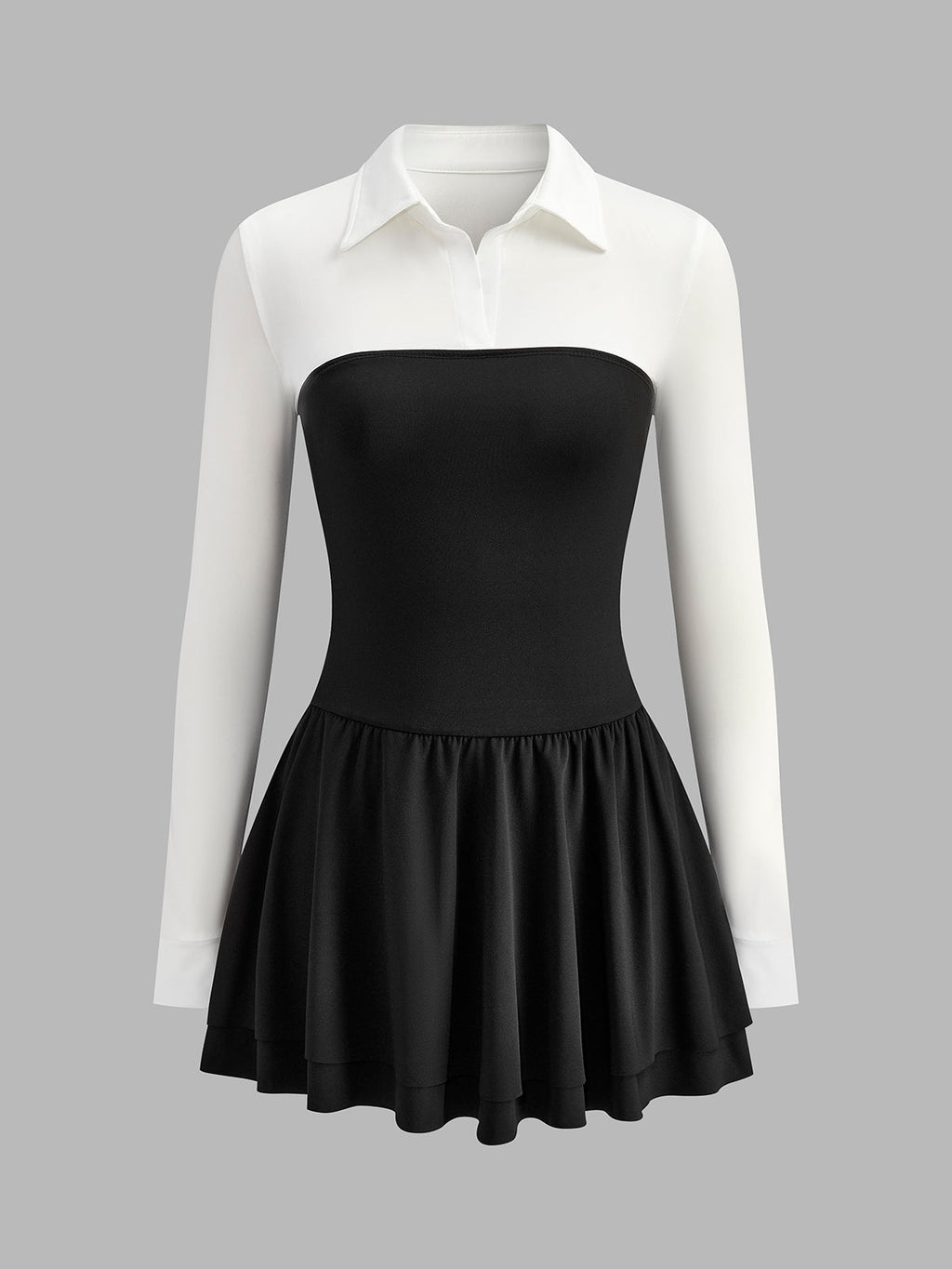 Robe polo plissée à empiècements color block