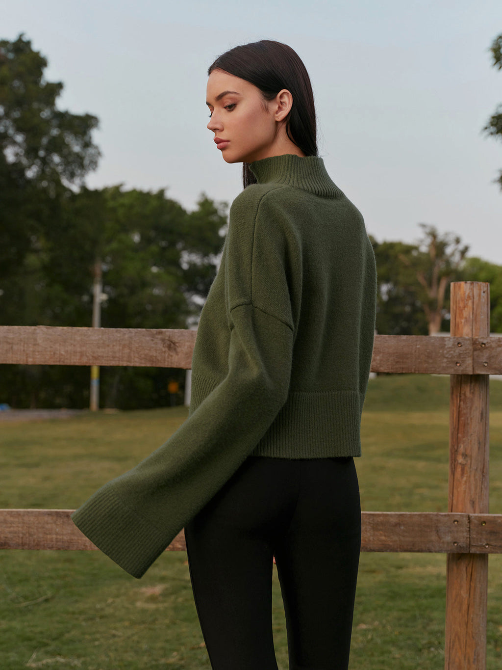 Kurzer Rollkragenpullover mit Metalldetail