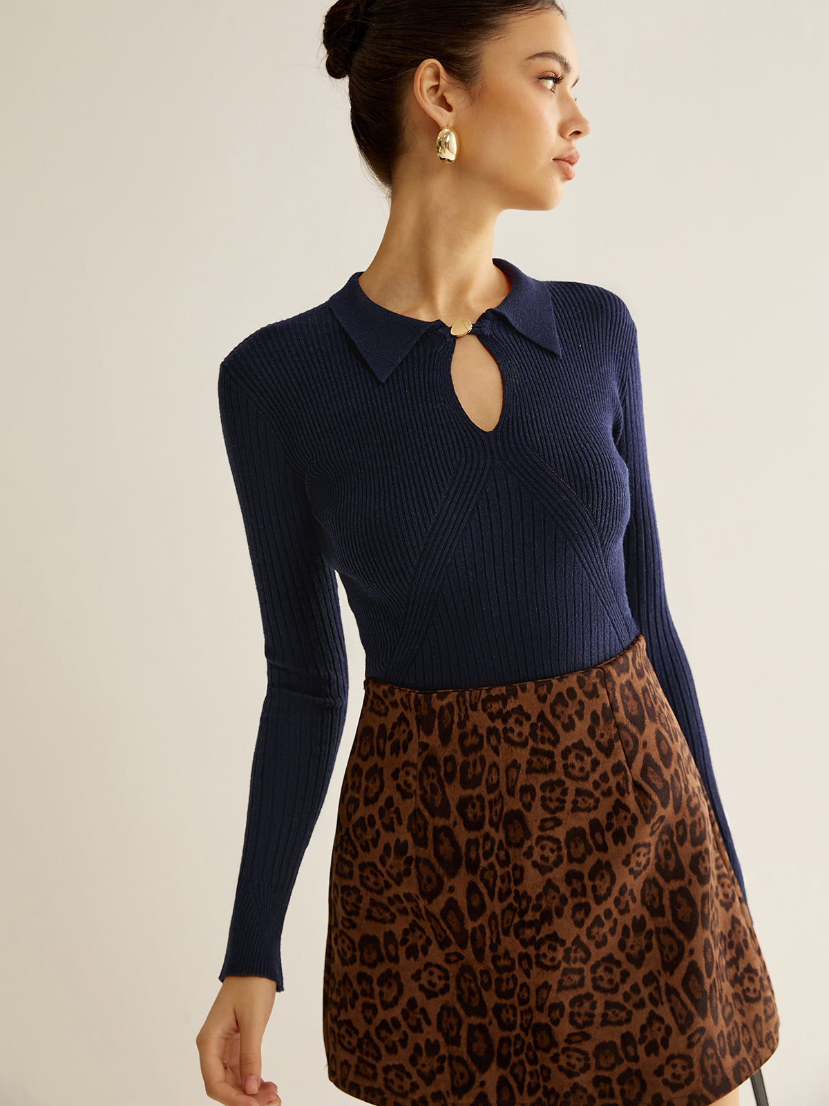 Pull polo côtelé à encolure en trou de serrure 