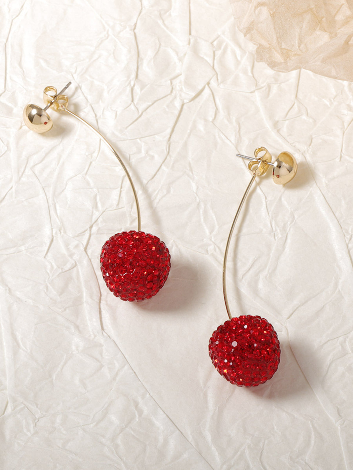 Boucles d'oreilles cerise en strass 