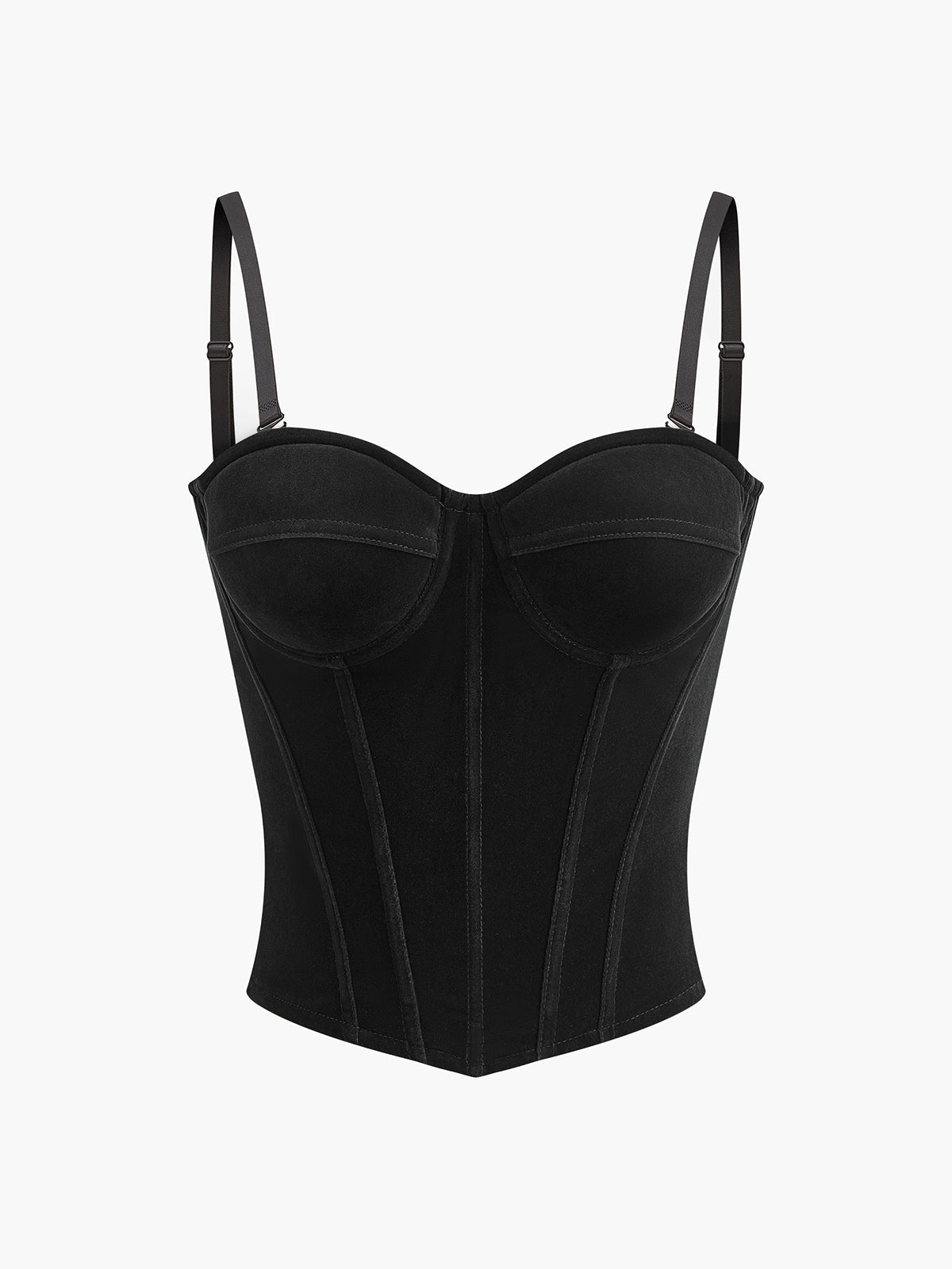 Velvet Piping Zipper Corset