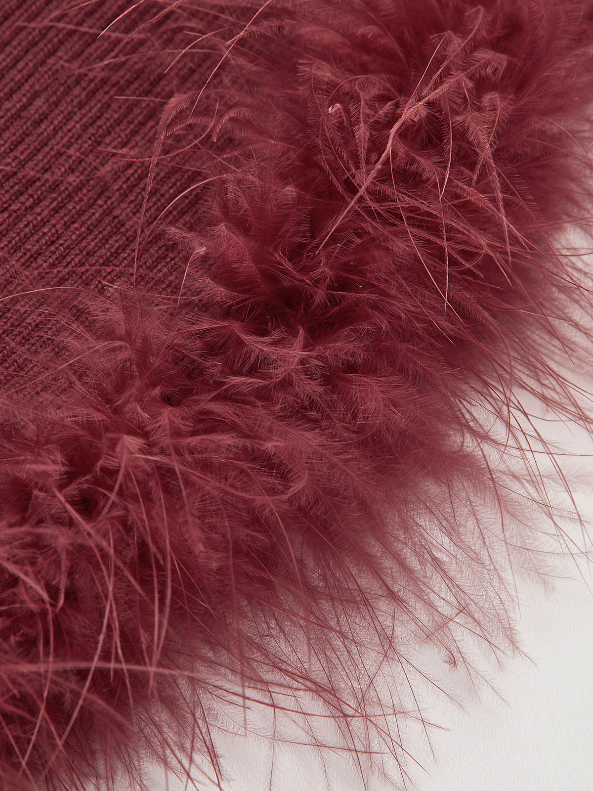 Pull slim en laine mélangée avec bordure en plumes 