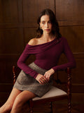Asymmetrisches Neckholder-Jersey-Top mit Raffungen
