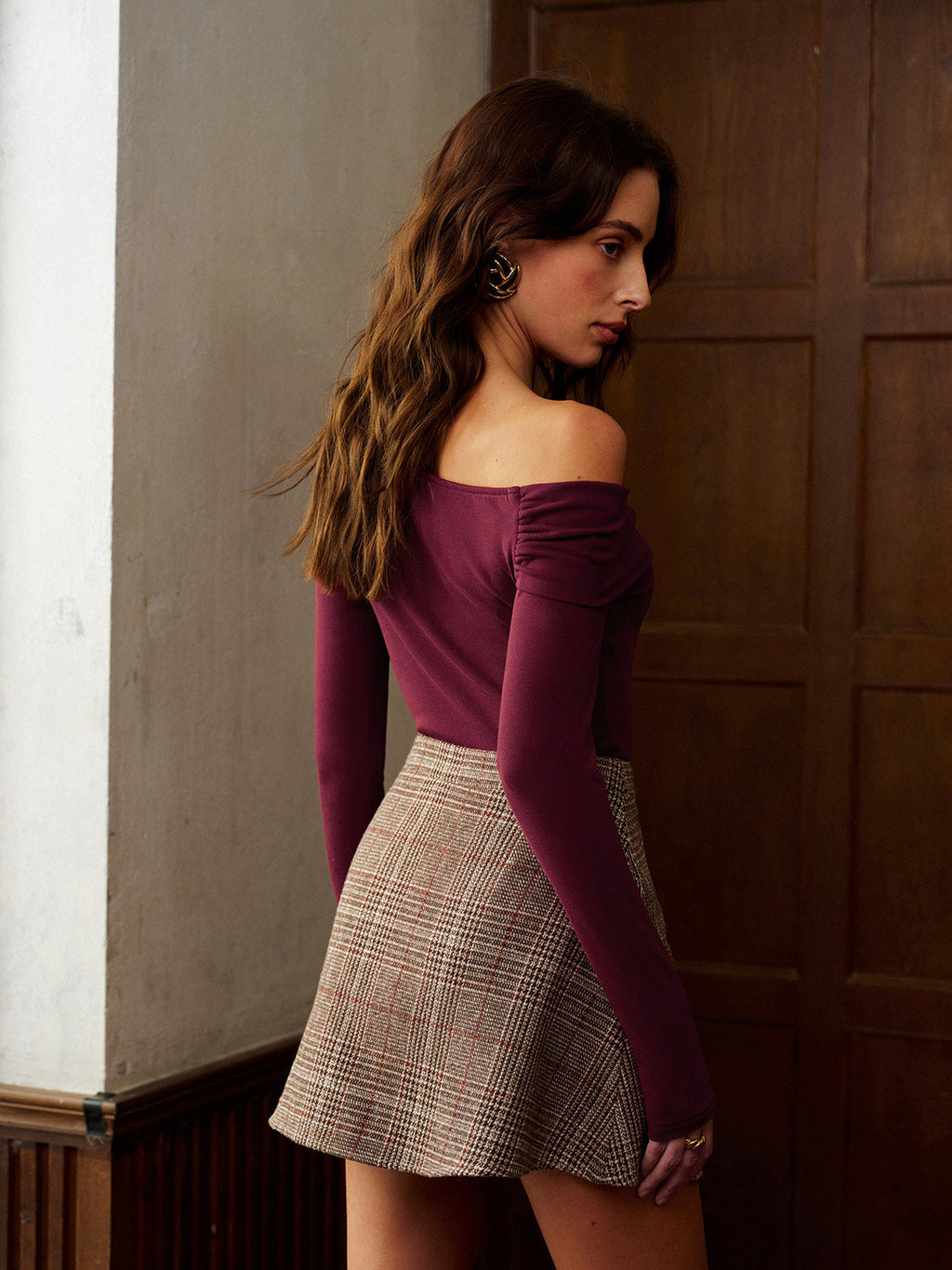 Asymmetrisches Neckholder-Jersey-Top mit Raffungen