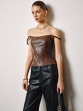 Schmales Cami-Top aus Kunstleder