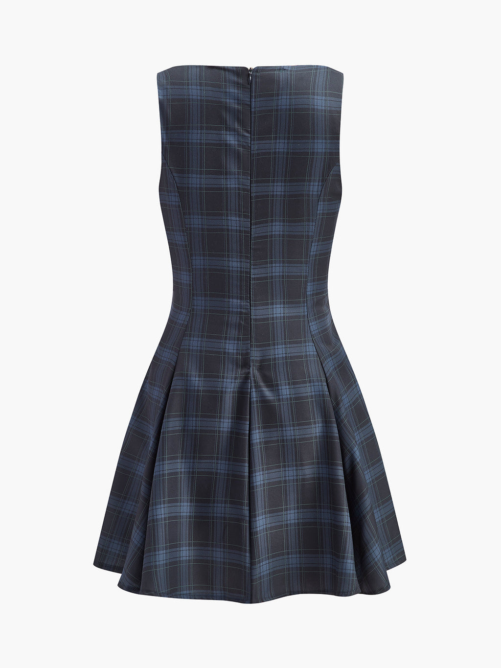Robe chasuble plissée à carreaux avec fermeture éclair