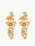 Golden Floral Stud Drop Earrings