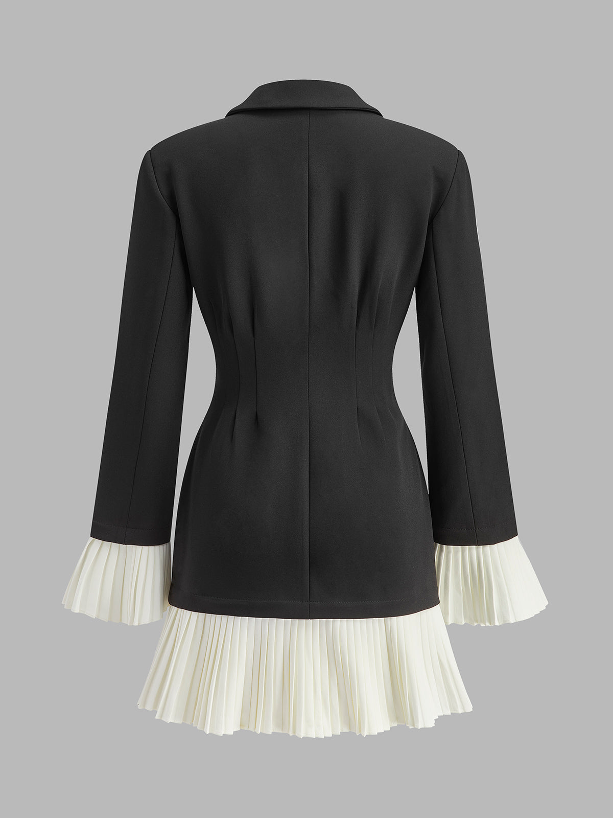 Robe boutonnée plissée bicolore à col en V 