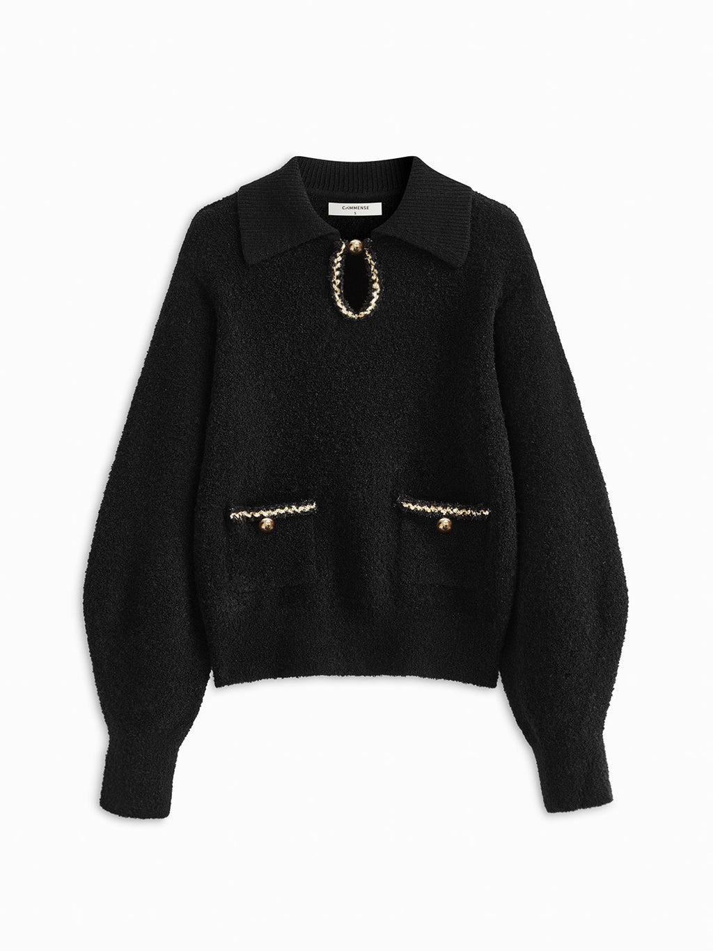 Pull polo à encolure fantaisie et liseré contrastant élégant