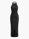 Plissiertes Neckholderkleid