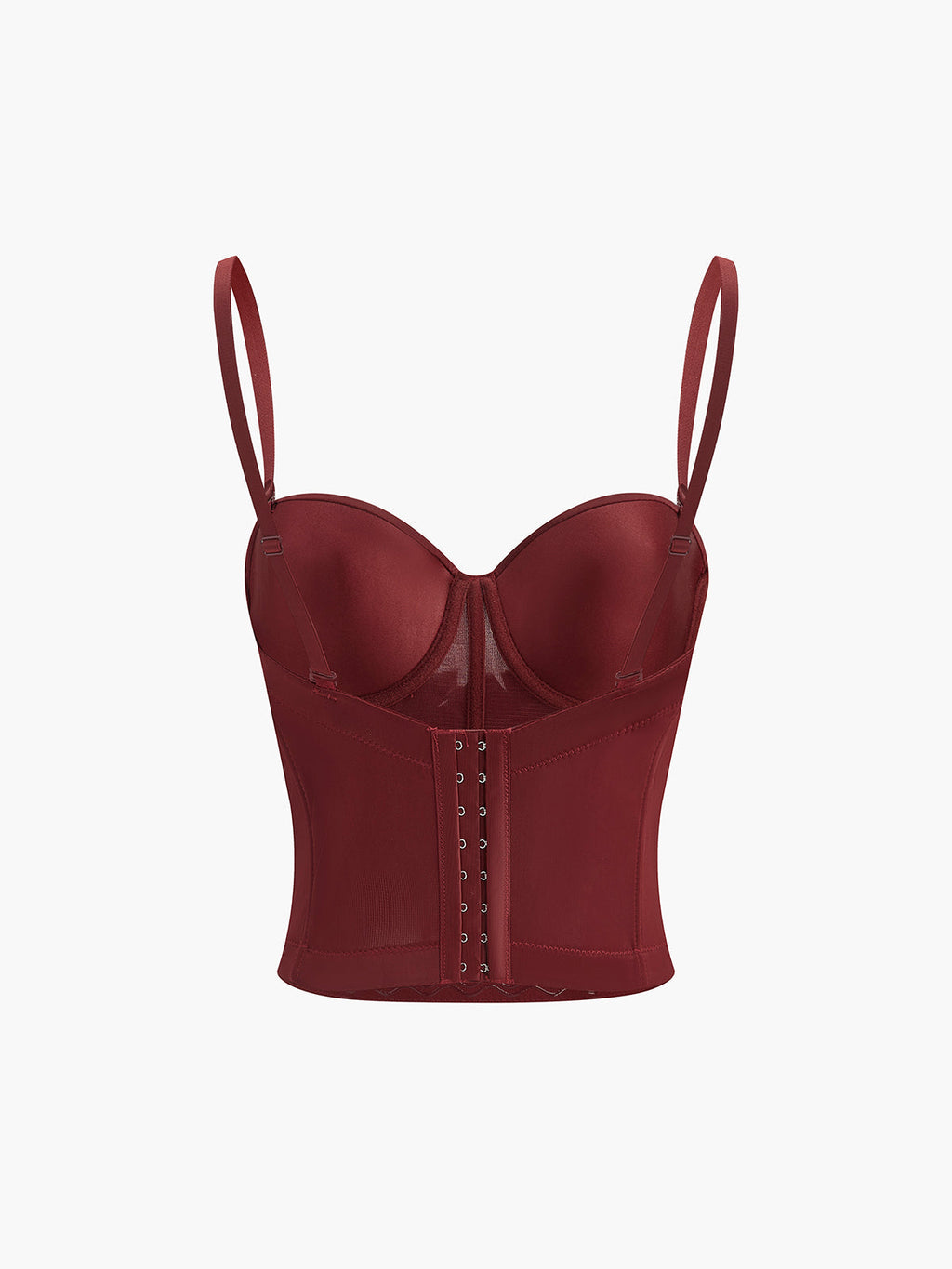 Semi-Sheer Spaghetti Strap Piping Corset Top