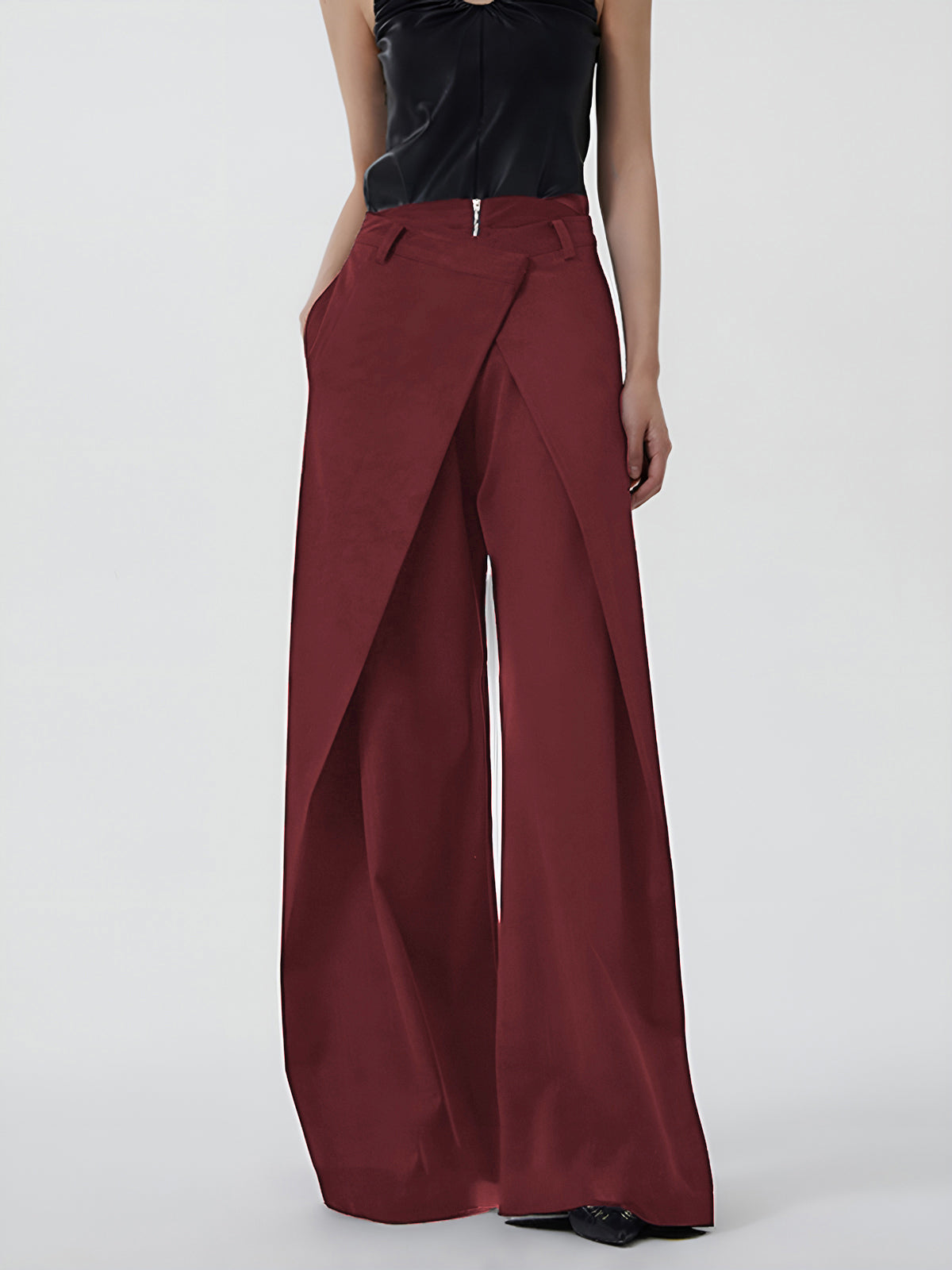 Pantalon uni à fermeture éclair