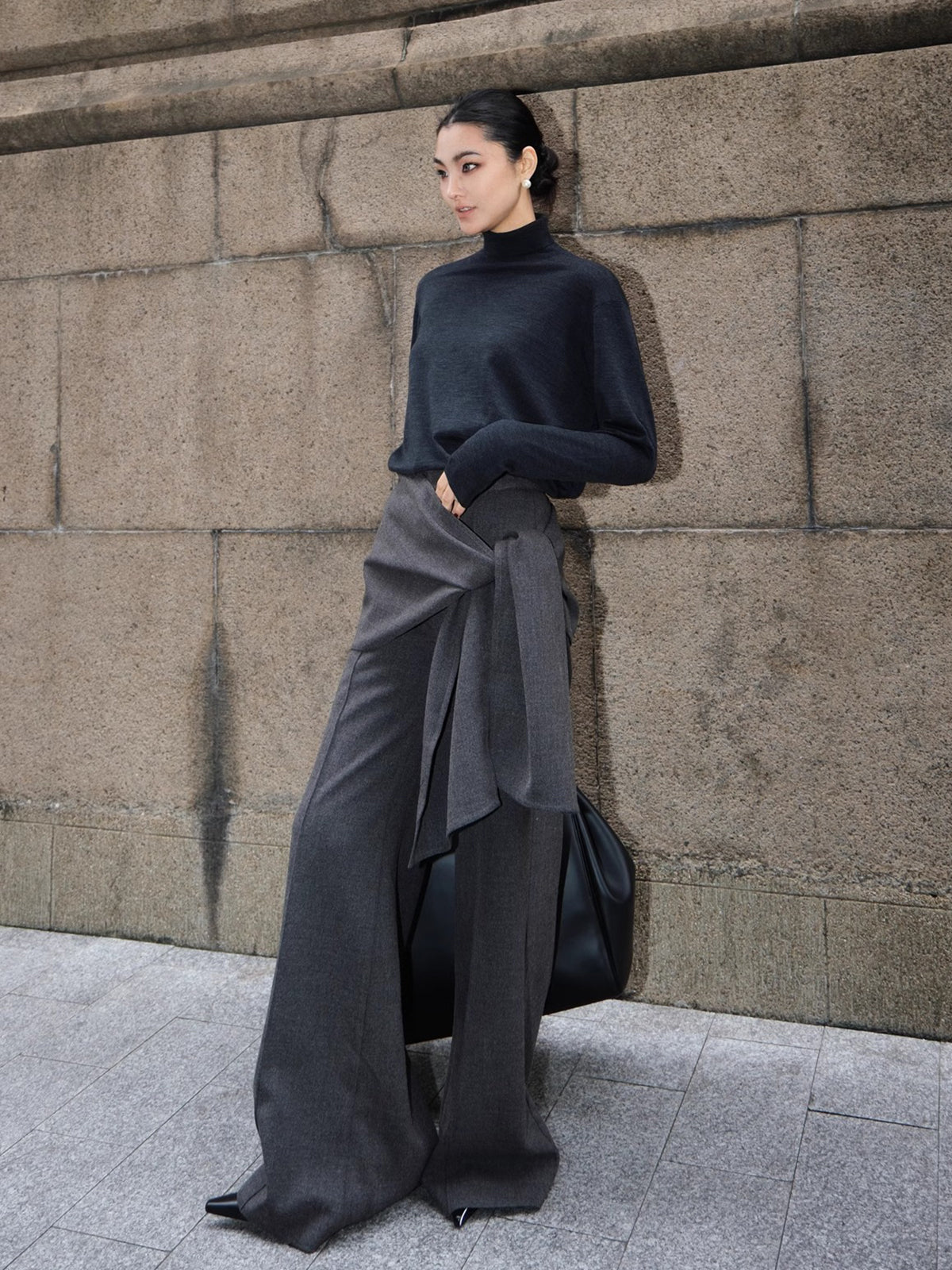 Utility-Hose mit mittelhohem Bund und Knotendesign 