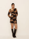 Asymmetrisches Langarmkleid mit Print