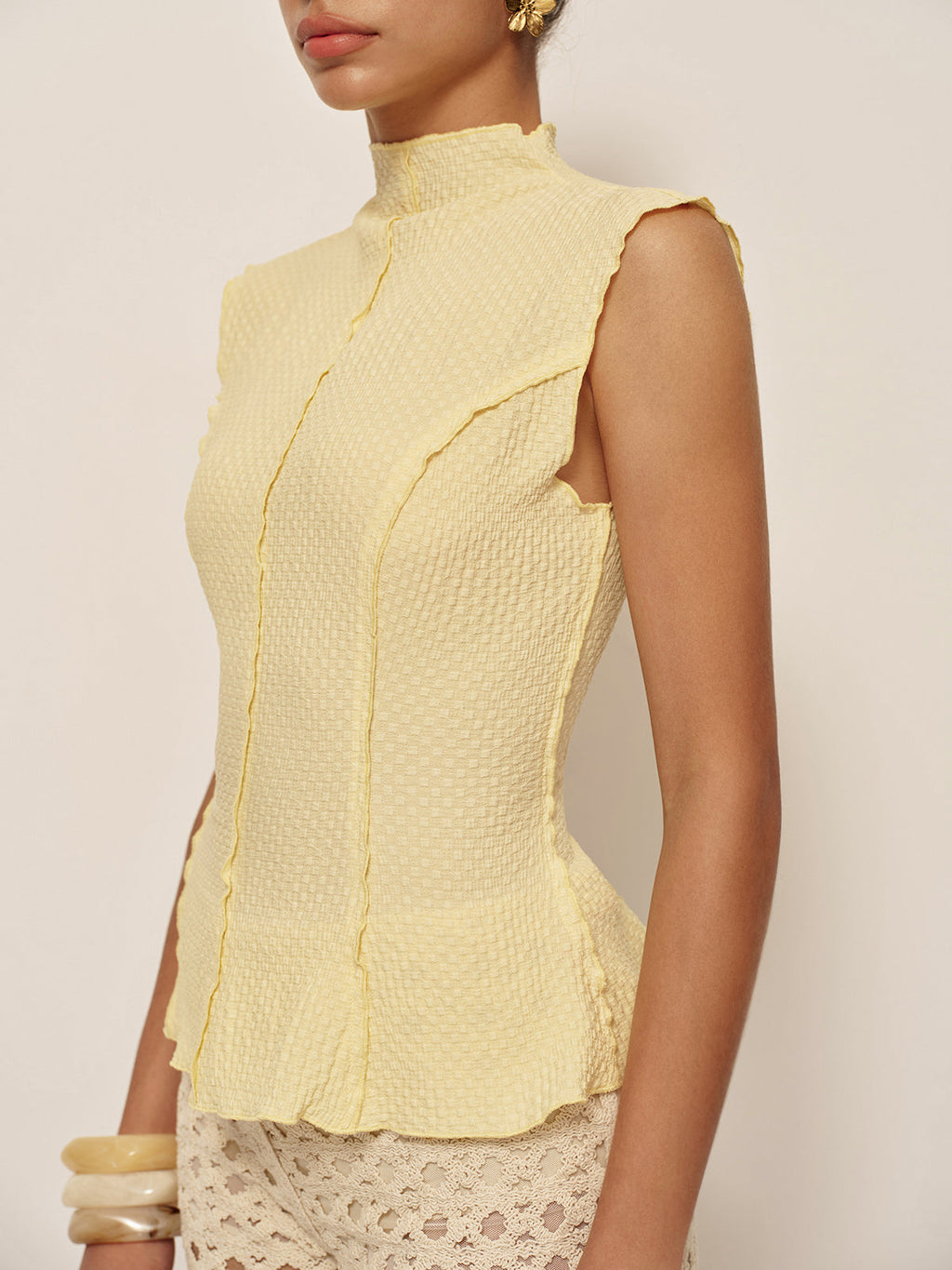 Haut Peplum Texturé Semi-Transparent