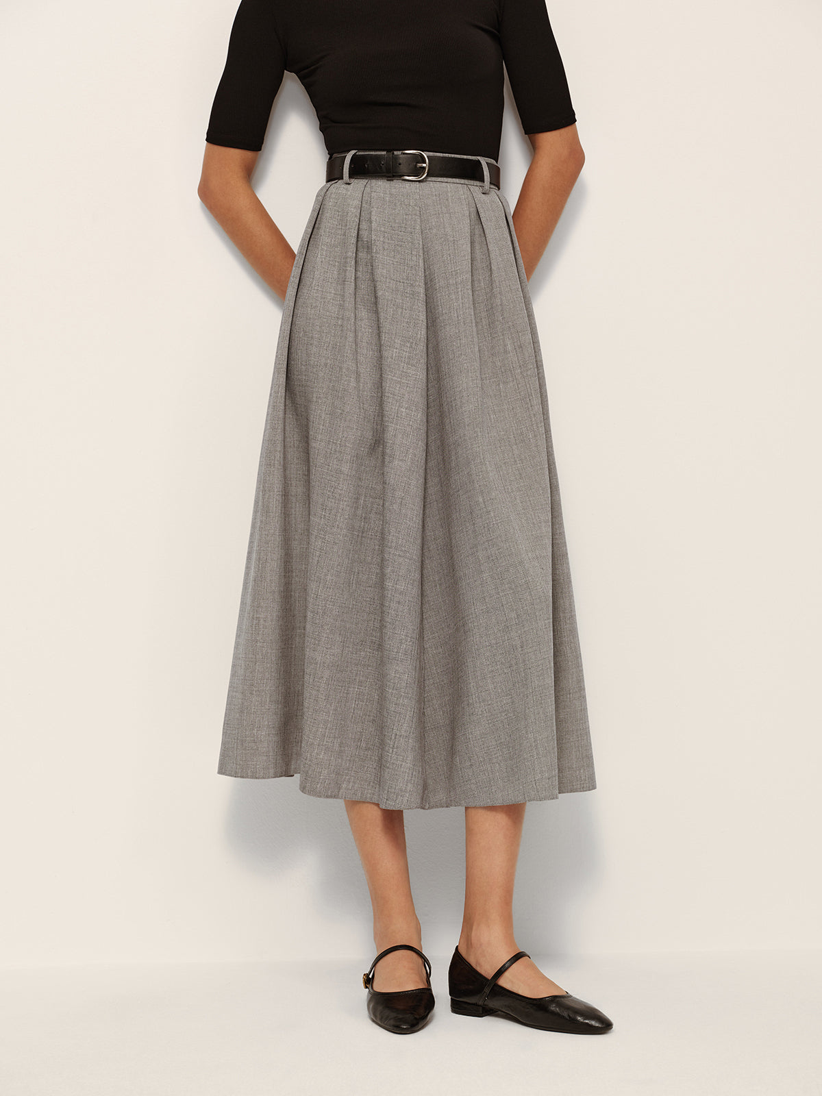 Plissierter Karorock mit mittlerer Taille