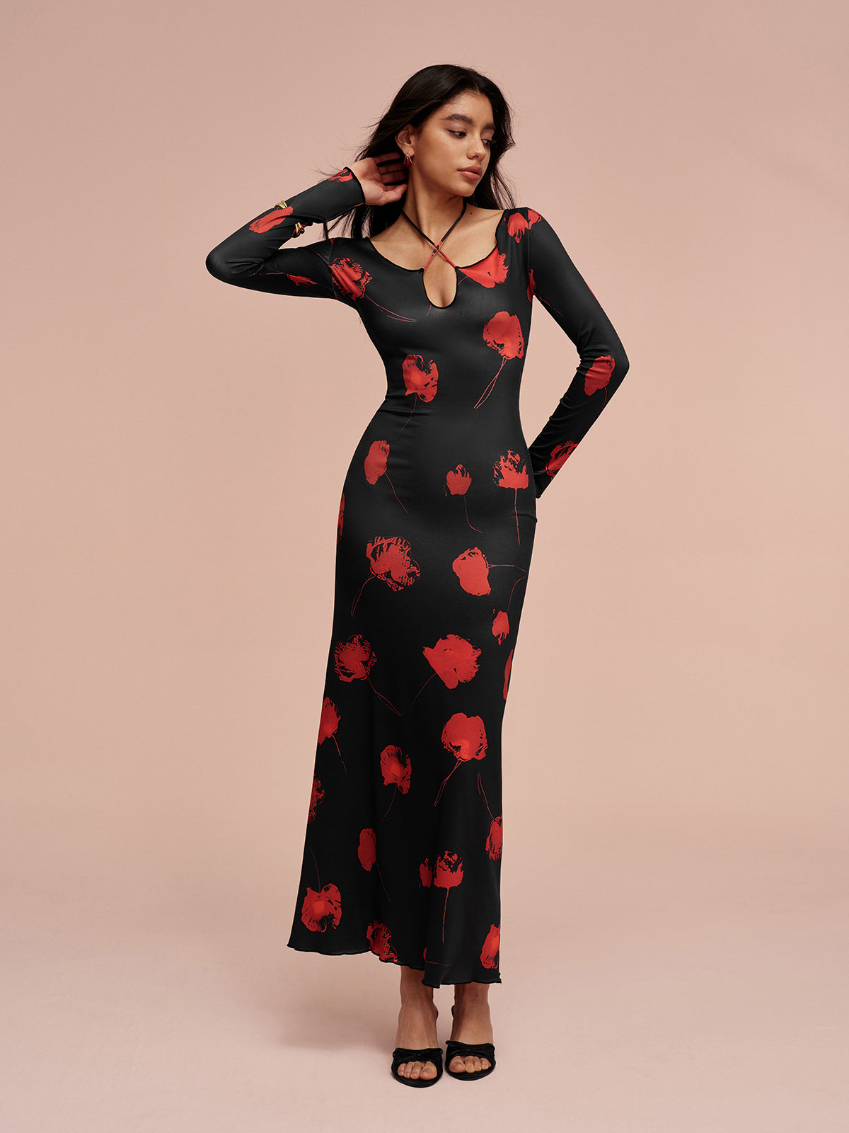 Geblümtes Kleid mit Schleifendetail